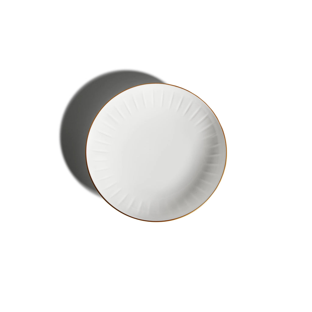  Light of Time porcelain soup plate with golden rim by french artisans