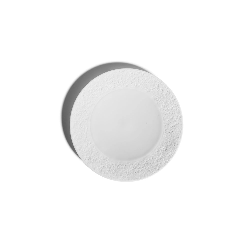 Soil is Our Soul dessert plate in fine white porcelain, decorative dinnerware combining elegance, history and unique style.