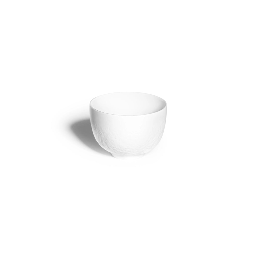 Porcelain rice bowl from Soil is Our Soul collection, minimalist alabaster white design reflecting technical porcelain manufactory expertise